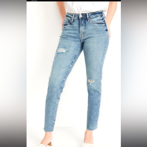 Old Navy High-Rise Curvy O.G. Straight Ankle Jeans Distressed Size 0 NWT​ - Picture 1 of 14